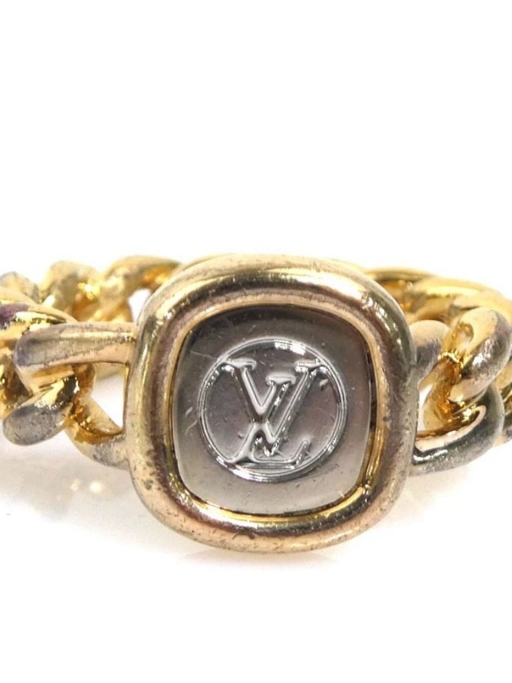 LOUIS VUITTON ID Chain Ring Gold/Silver Metal M61094
